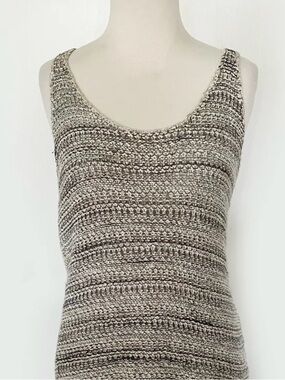 Vince Women’s Linen Knit Tank Top - Gray Striped Sz S